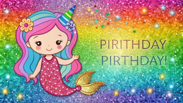 Photo fun rainbow pink blue green purple yellow color glitter sparkle background celebrate happy birthday party glittery mermaid invite princess little girl texture or girly unicorn pony