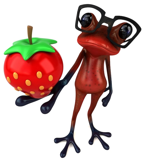 Fun red frog 3D Illustration