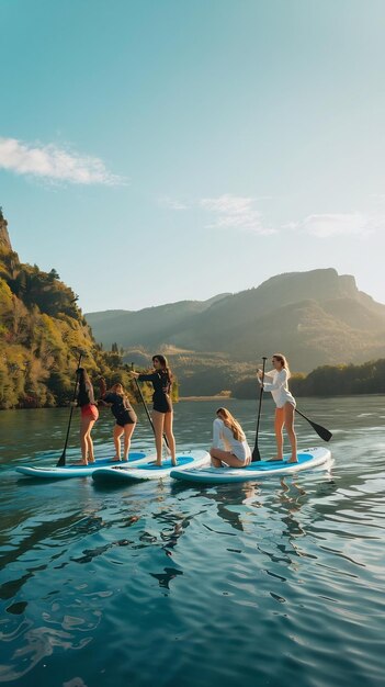 Photo fun and relaxing paddle boarding trips on calm waters with stunning natural scenery