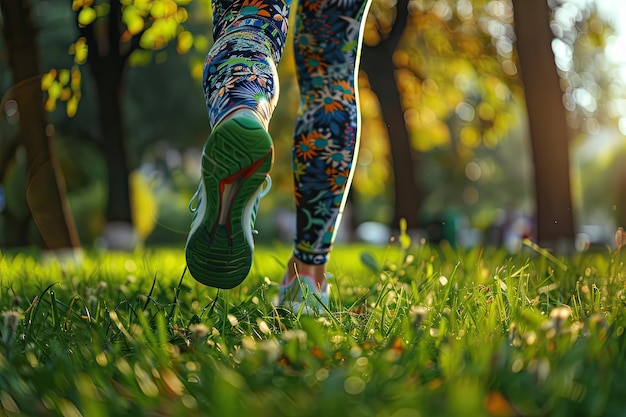 Fun Run Participants Wearing Green Gear in a Park