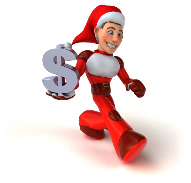 Fun Super Santa Claus with dollar sign