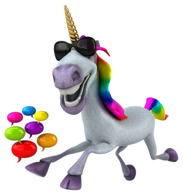 Fun unicorn - 3D Illustration