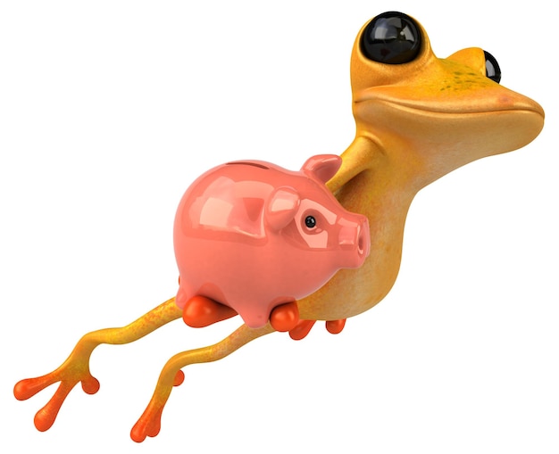 Fun yellow frog 3D Illustration