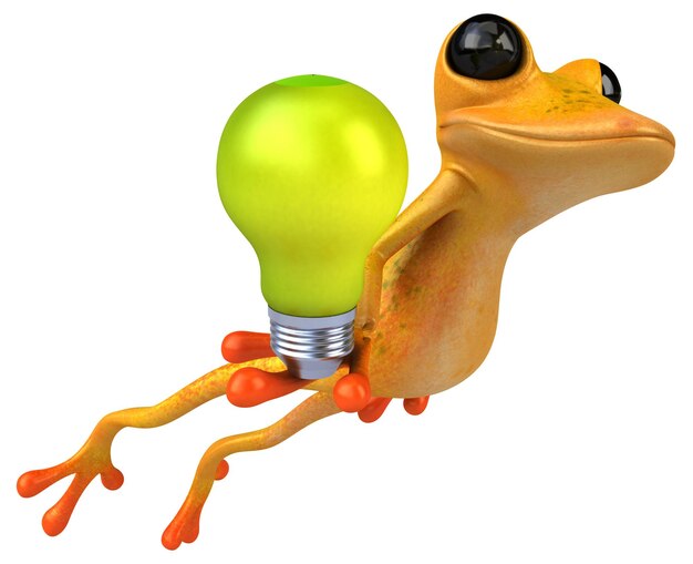 Fun yellow frog 3D Illustration