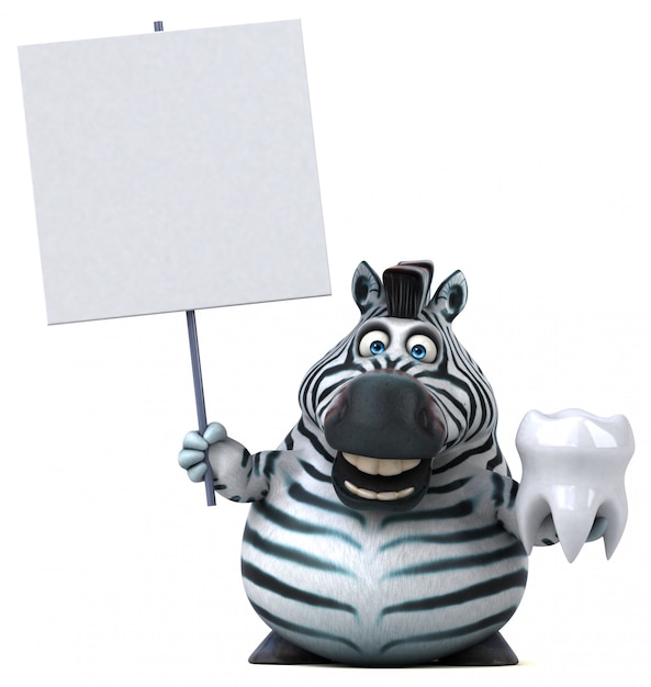 Fun zebra with tooth and blank board