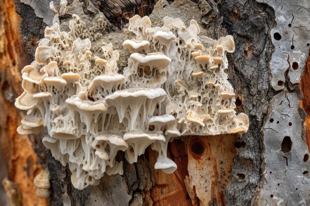 Fungus Growth on Tree Bark Macro