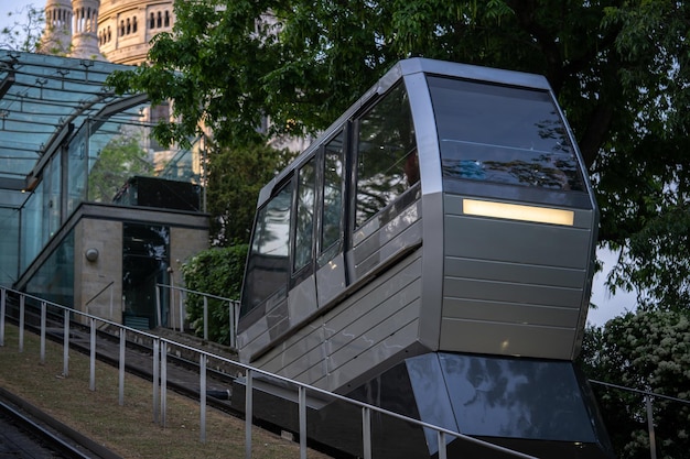 Funicular in Paris on Montmartre hills Daylight shot