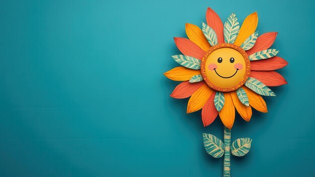 Photo a funky cartoon of a sunflower with a smiling face and vibrant petals groovy cartoon