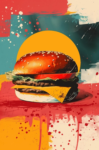 Photo funky hamburger illustration