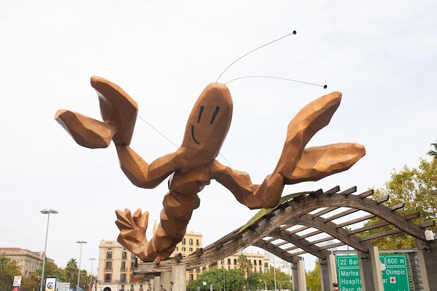 The Funky lobster statue on Passeig Colom in Barcelona.