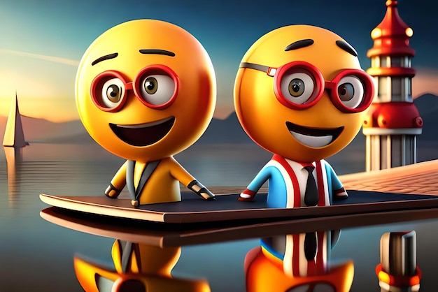 funnny emoji concept 3d illustration stylesad emoji happy emoji