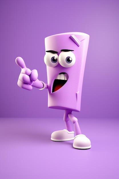 Photo funny 3d cartoon character with elastic hand