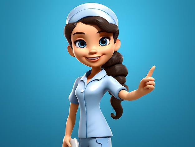 Funny 3d cartoon nurse character