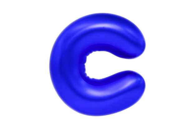 Funny 3D font letter C made of blue balloon cartoon font Premium 3d illustration