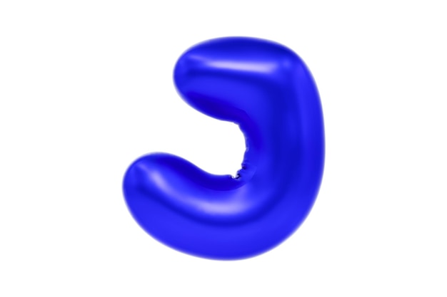 Funny 3D font letter J made of blue balloon cartoon font Premium 3d illustration