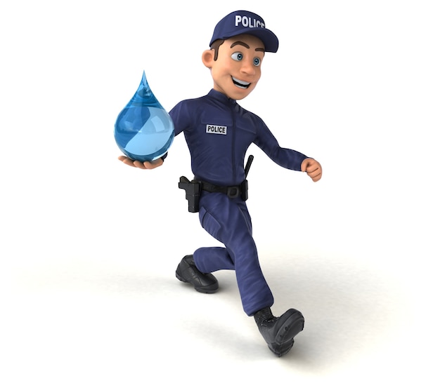 Funny 3D illustration of a cartoon Police Officer