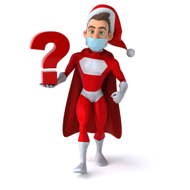 Funny 3D illustration of a cartoon Santa Claus with a mask