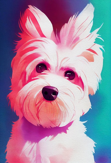 Funny adorable portrait headshot of cute doggy havanese dog breed puppy standing facing front lookin