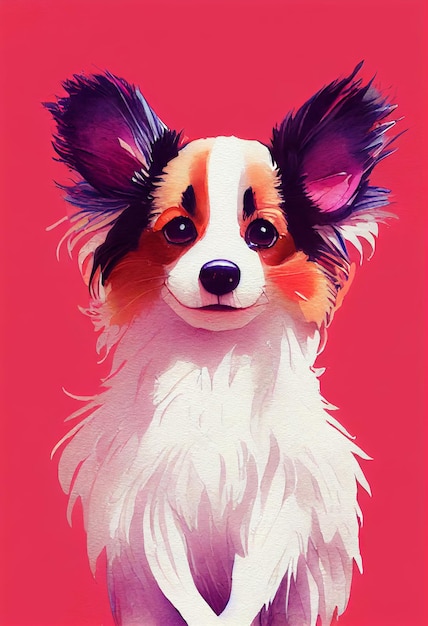 Funny adorable portrait headshot of cute doggy papillon dog breed puppy standing facing front lookin