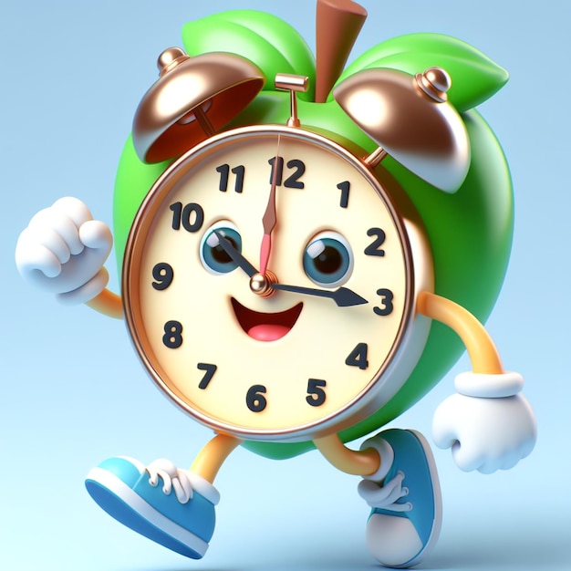 Funny alarm clock cartoon colorful and happy Invitation card AI generated