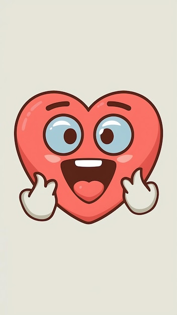 Photo funny amazed heart emoji cartoon style vintage groovy characters