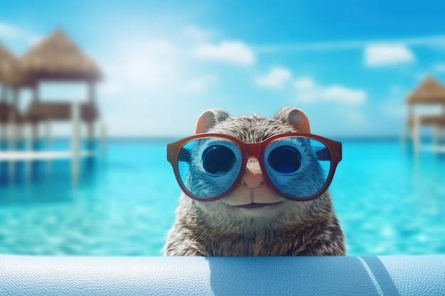 A funny animal wearing sunglass