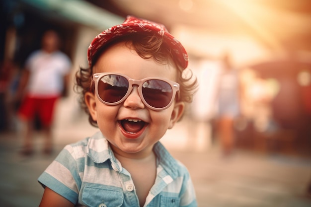 Funny baby boy on summer vacation