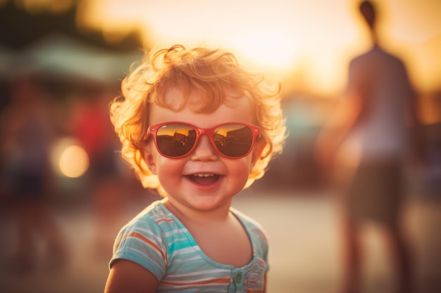 Funny baby boy on summer vacation