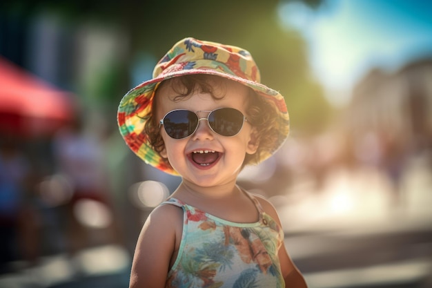 Funny baby boy on summer vacation