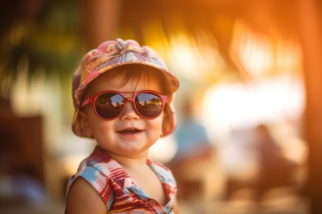 Funny baby boy on summer vacation