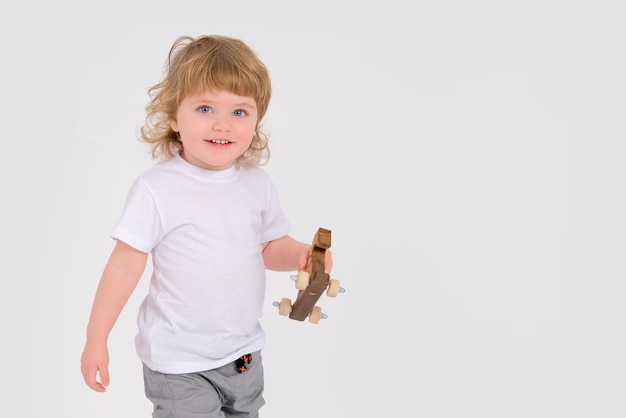 Funny baby on a white background copy space high quality photo