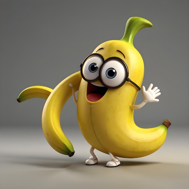 Photo funny banana cartoon character