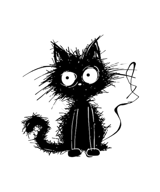 Photo funny black cat vector illustration