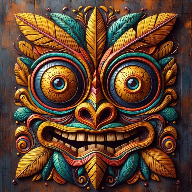 Funny cartonized tiki mask pattern