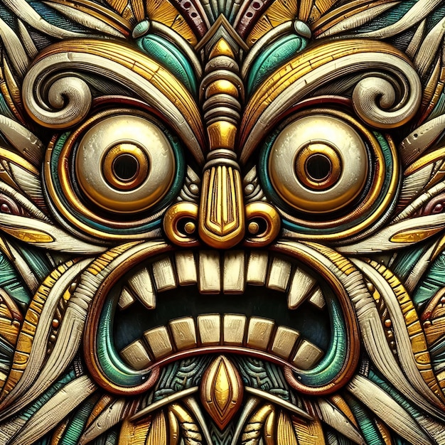 Funny cartonized tiki mask pattern