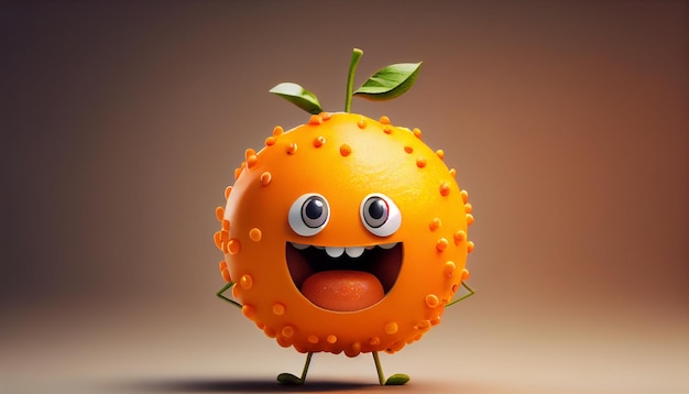 Funny cartoon apricot character on a light background generative ai