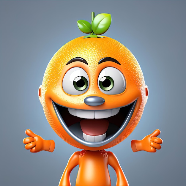 funny cartoon character holding orange