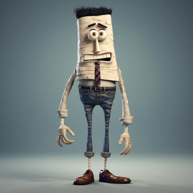 Photo funny cartoon man standing with short torso