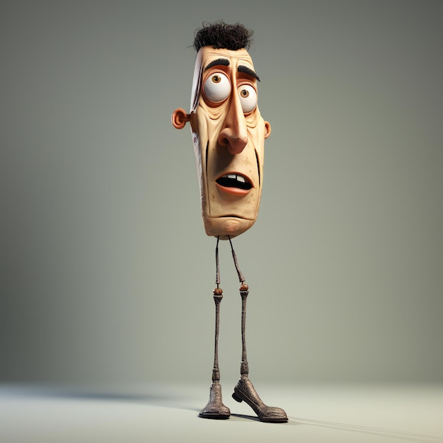 Funny cartoon man standing with short torso