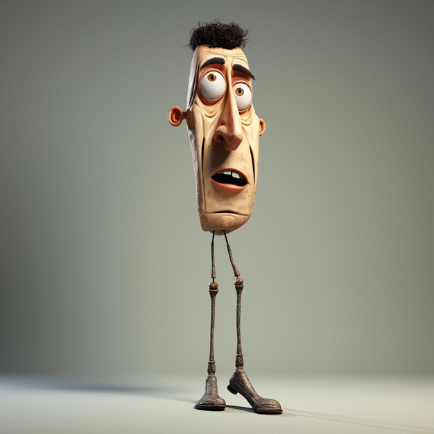 Photo funny cartoon man standing with short torso