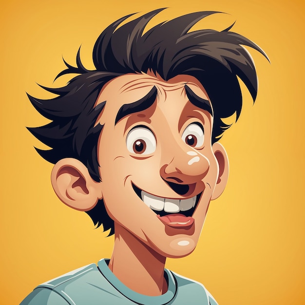 Photo funny cartoon man with a big smile on his face vector illustration