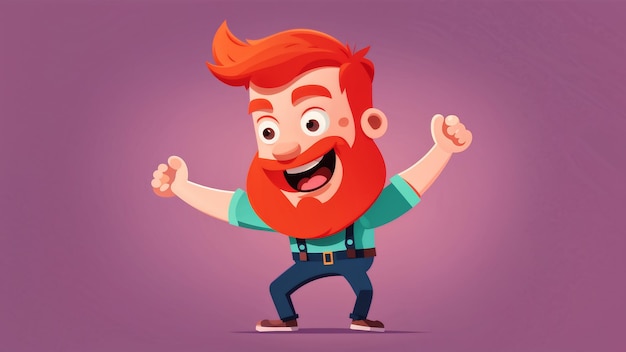 Photo funny cartoon man with red beard and mustache vector illustration