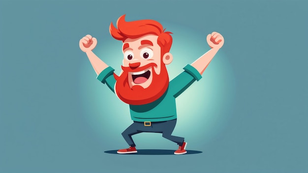 Funny Cartoon Man With Red Beard And Mustache Vector Illustration