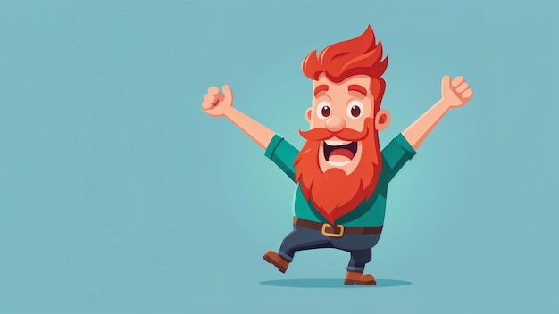 Photo funny cartoon man with red beard and mustache vector illustration