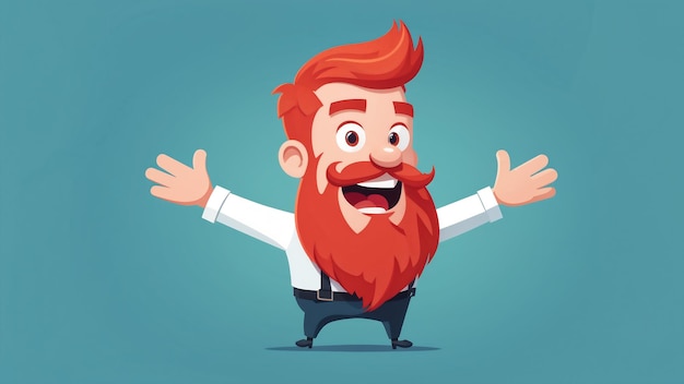 Photo funny cartoon man with red beard and mustache vector illustration