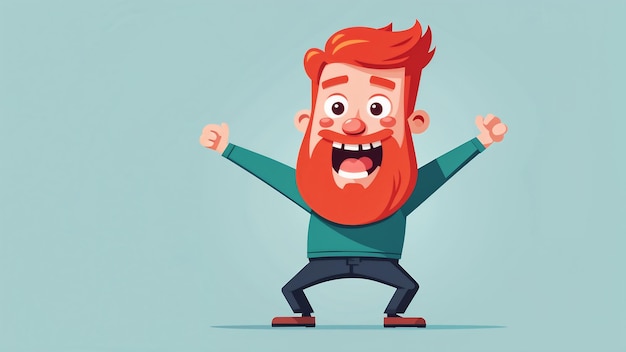 Photo funny cartoon man with red hair and beard vector illustration