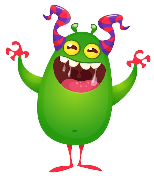 Funny cartoon monster character Illustration of cute and happy alien Halloween vector design isolated