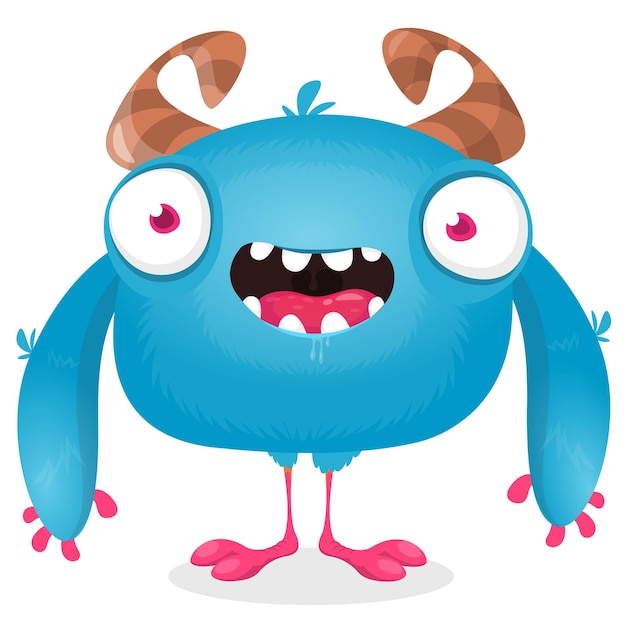 Photo funny cartoon monster character illustration of cute and happy alien halloween vector design isolated