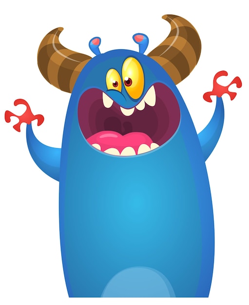 Funny cartoon monster character Illustration of cute and happy alien Halloween vector design isolated