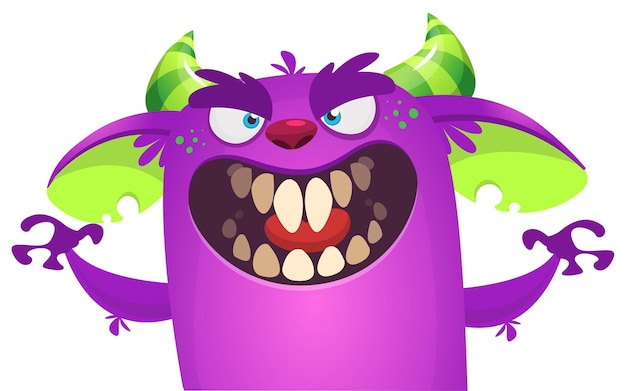 Funny cartoon monster character Illustration of cute and happy alien Halloween vector design